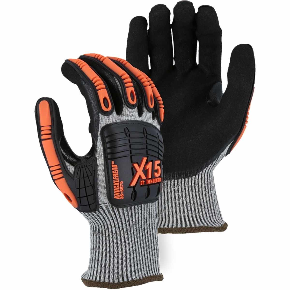 X-15 Korplex Glove with Sandy Nitrile Palm, Impact TPR, 13g, ANSI A5