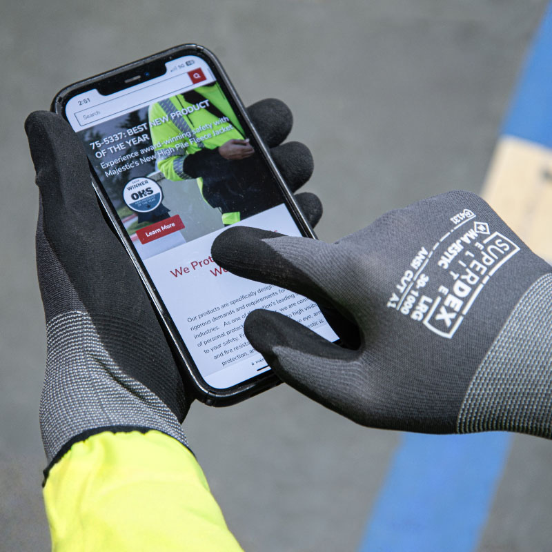 Person using the Majestic Glove website to increase ease of doing business.