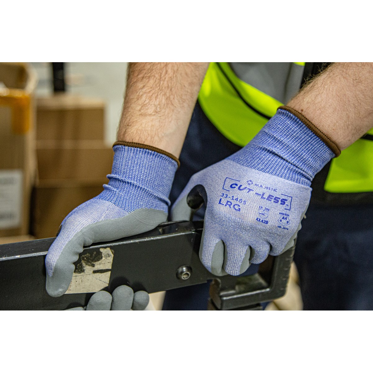 Cut-Less Korplex Glove with Foam Nitrile Palm, 18g, ANSI A4