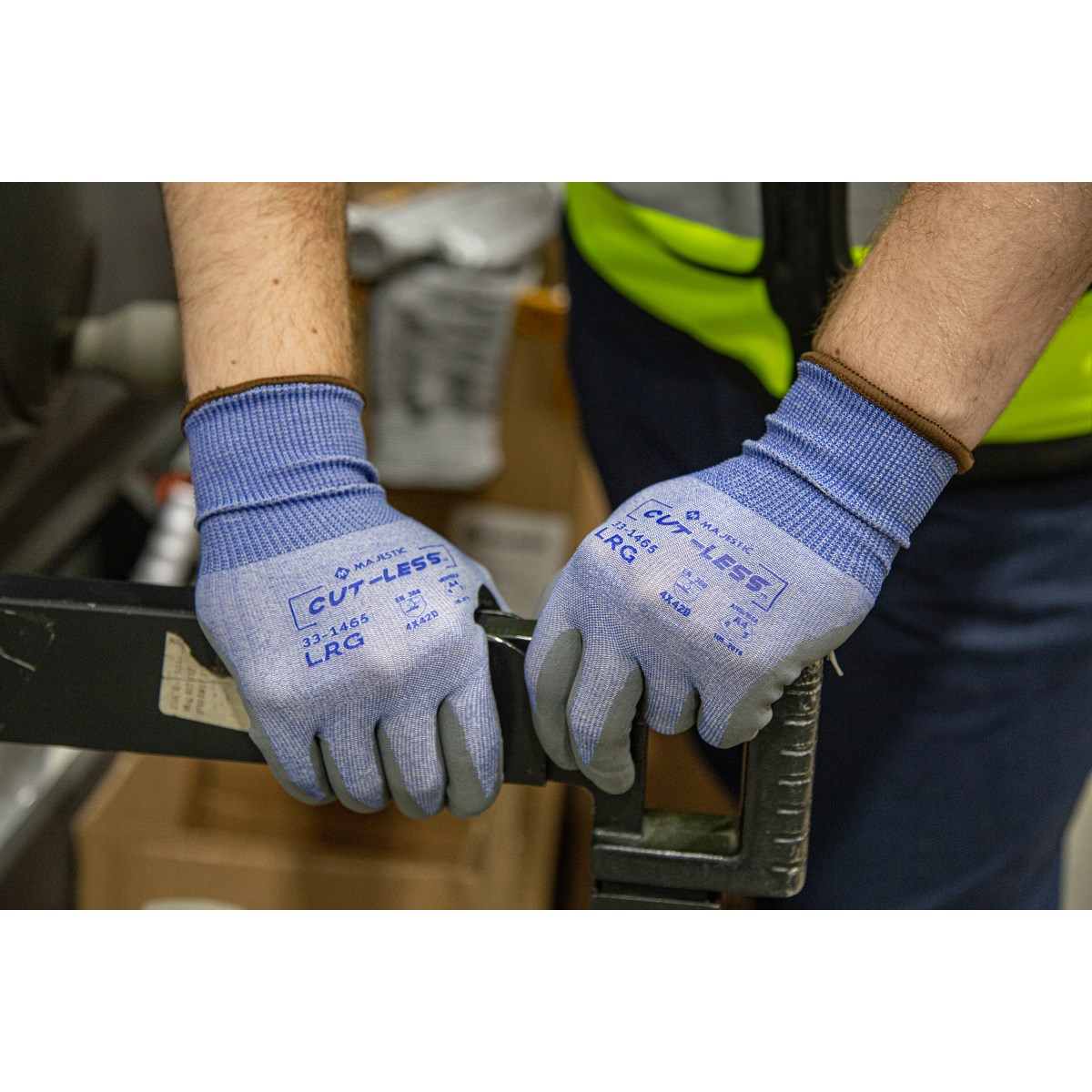 Cut-Less Korplex Glove with Foam Nitrile Palm, ANSI A4 | Majestic