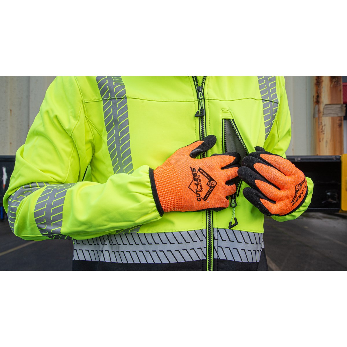 Cut-Less Korplex Glove with Sandy Nitrile Palm, 13g, ANSI A5