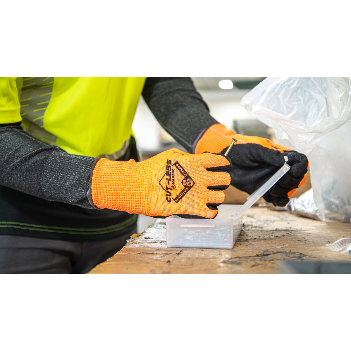 Cut-Less Korplex Glove with Sandy Nitrile Palm, 13g, ANSI A5