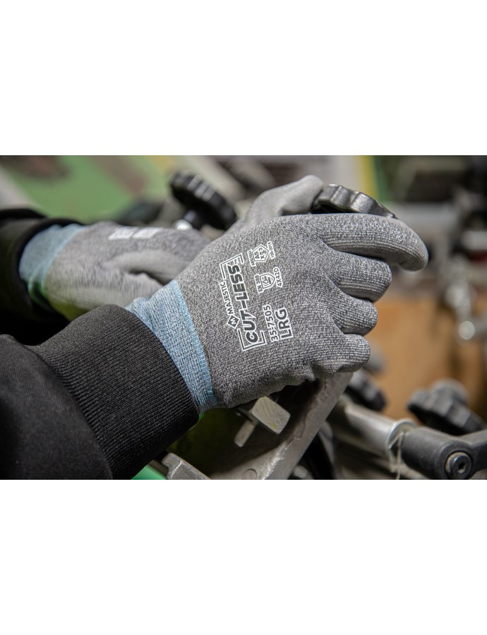 Cut-Less Korplex Glove with Polyurethane Palm, 18g, ANSI A5