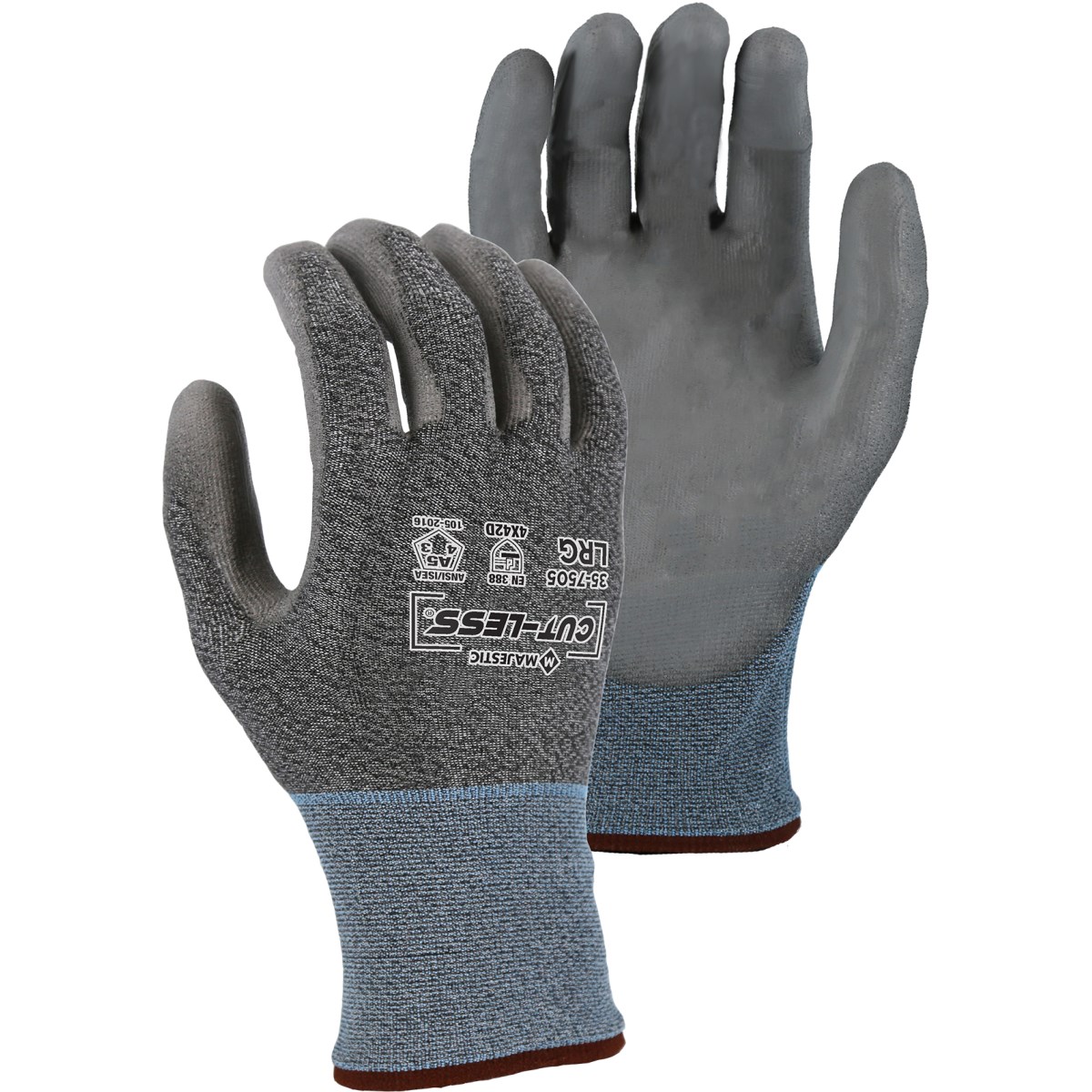 Cut-Less Korplex Glove with Polyurethane Palm, 18g, ANSI A5