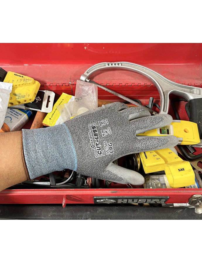 Cut-Less Korplex Glove with Polyurethane Palm, 18g, ANSI A5