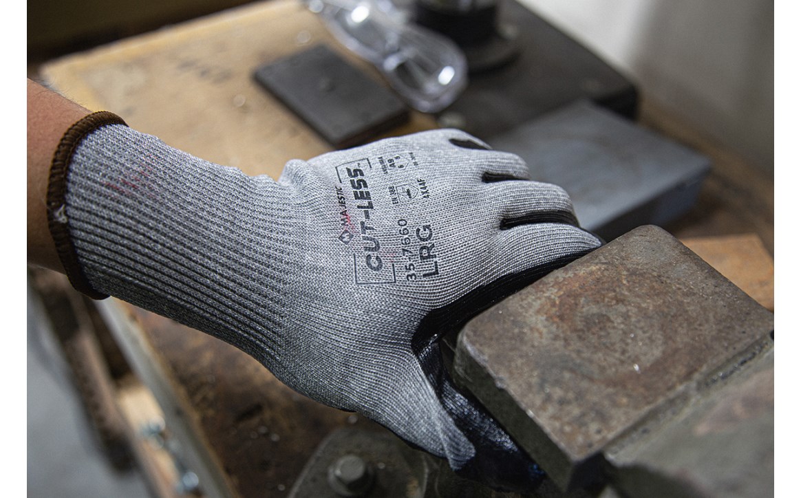 Cut-Less Korplex Glove with Flat Nitrile Palm, 13g, ANSI A9