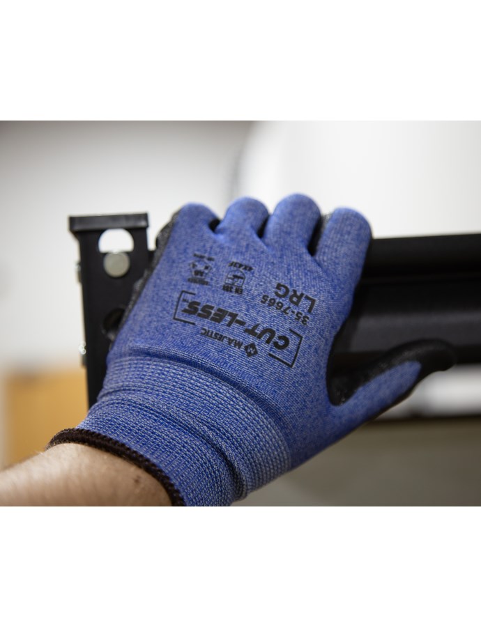 PALMS&CO. ネイビー Cut-Less Korplex Glove with Foam Nitrile Palm, ANSI A6 | Majestic