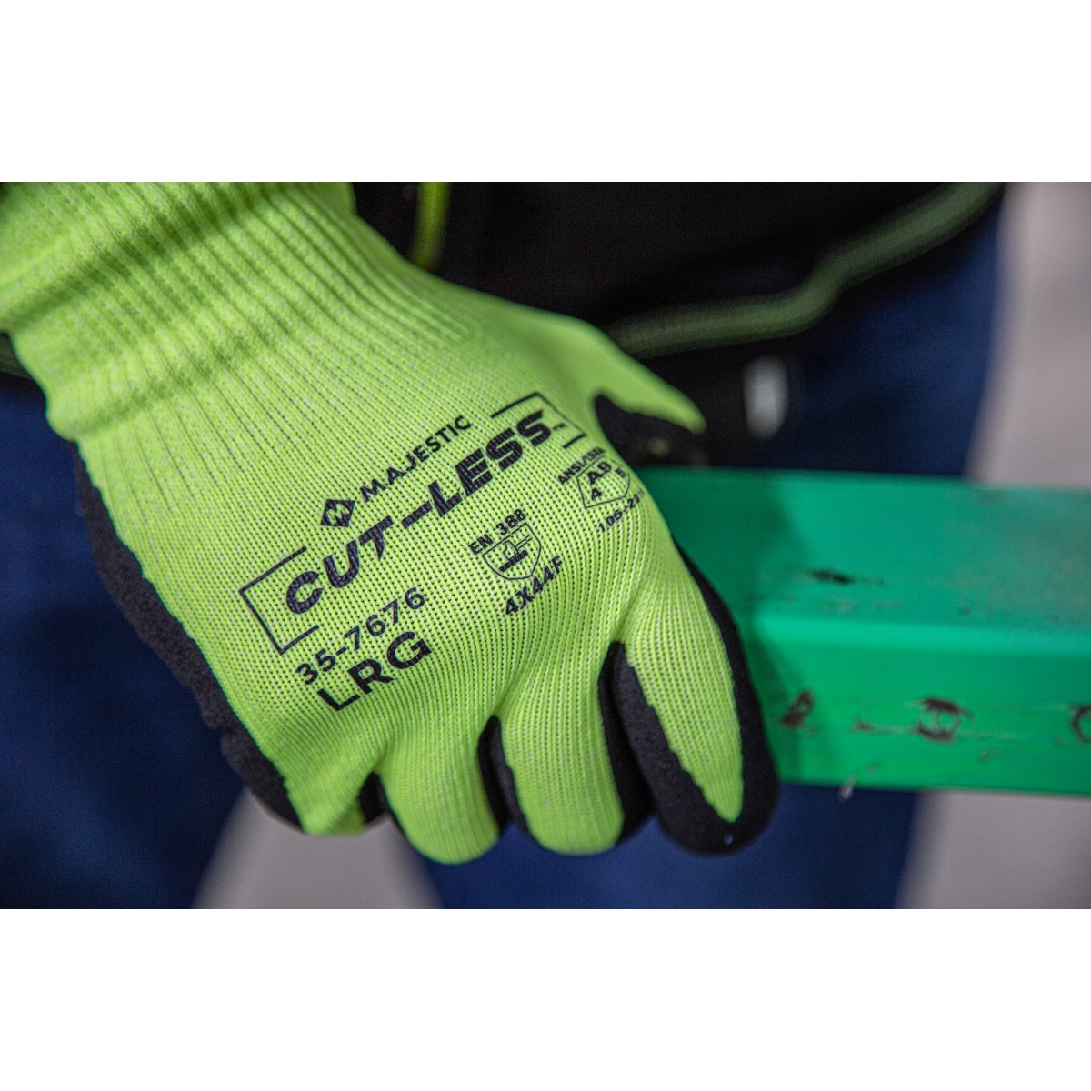 Cut-Less Korplex Glove with Sandy Nitrile Palm, 13g, ANSI A9