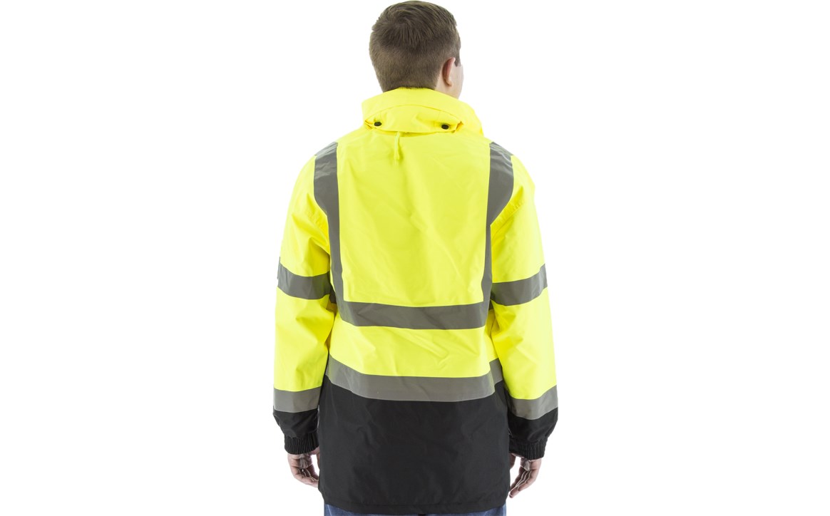 High Visibility Waterproof Rain Jacket with Nylon Mesh Liner, ANSI
