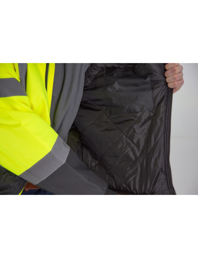 High Visibility Waterproof Jacket with Quilted Liner, ANSI 3, R