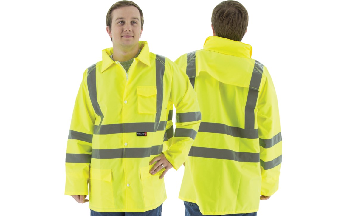 High Visibility Waterproof Rain Jacket, ANSI 3, R | Majestic Glove