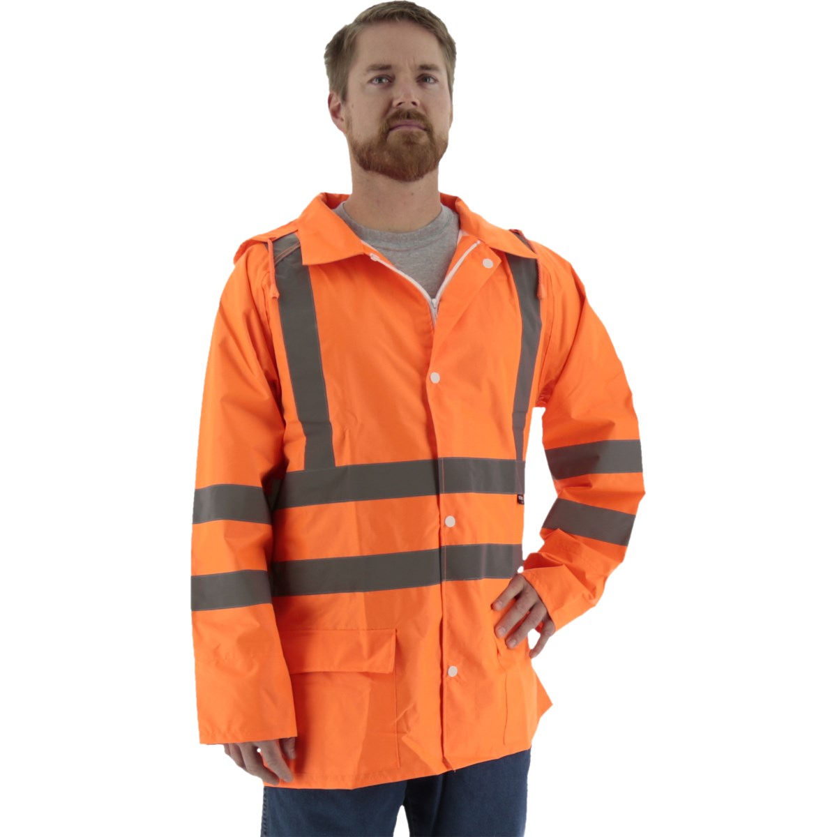 High Visibility Waterproof Rain Jacket, ANSI 3 | Majestic Glove