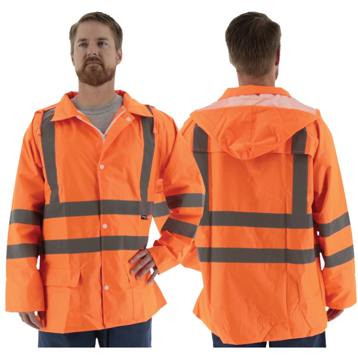 High Visibility Waterproof Rain Jacket, ANSI 3 | Majestic Glove