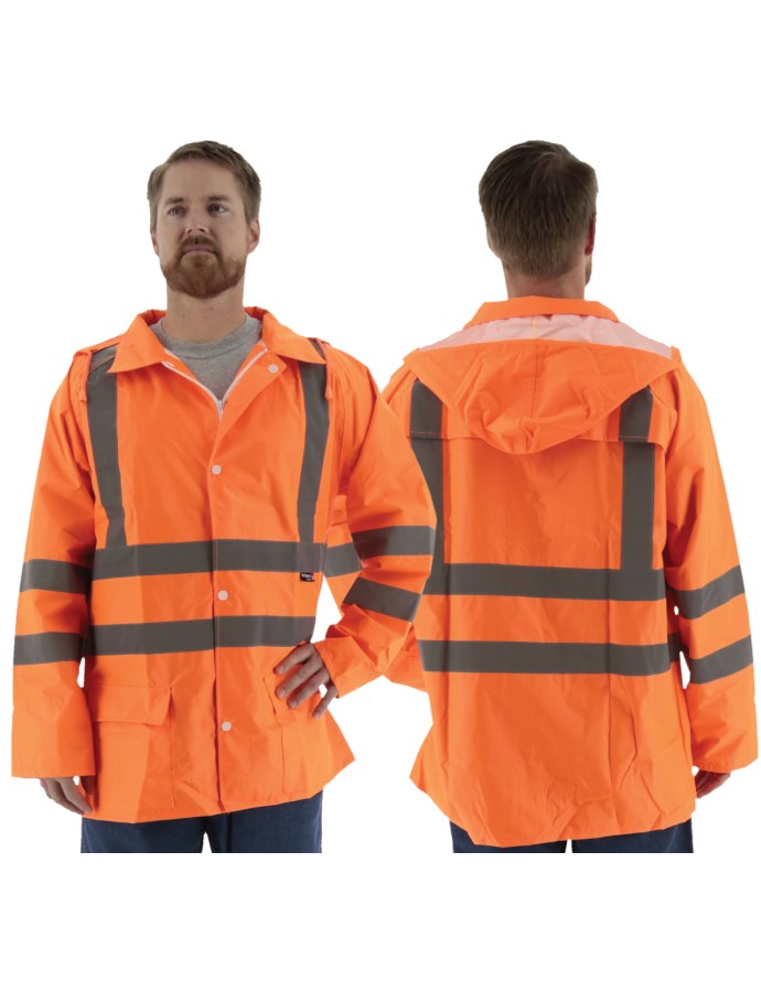 High Visibility Waterproof Rain Jacket, ANSI 3 | Majestic Glove