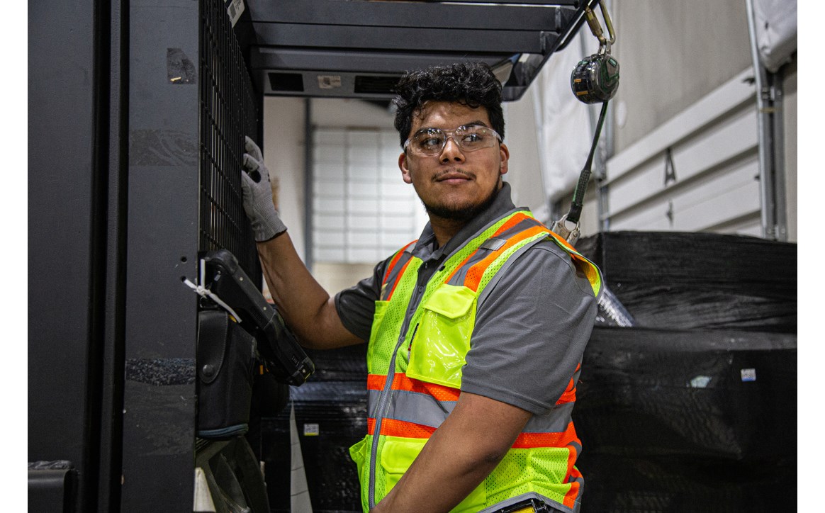 High Visibility Vest with Two-Tone DOT Striping and D-Ring Pass