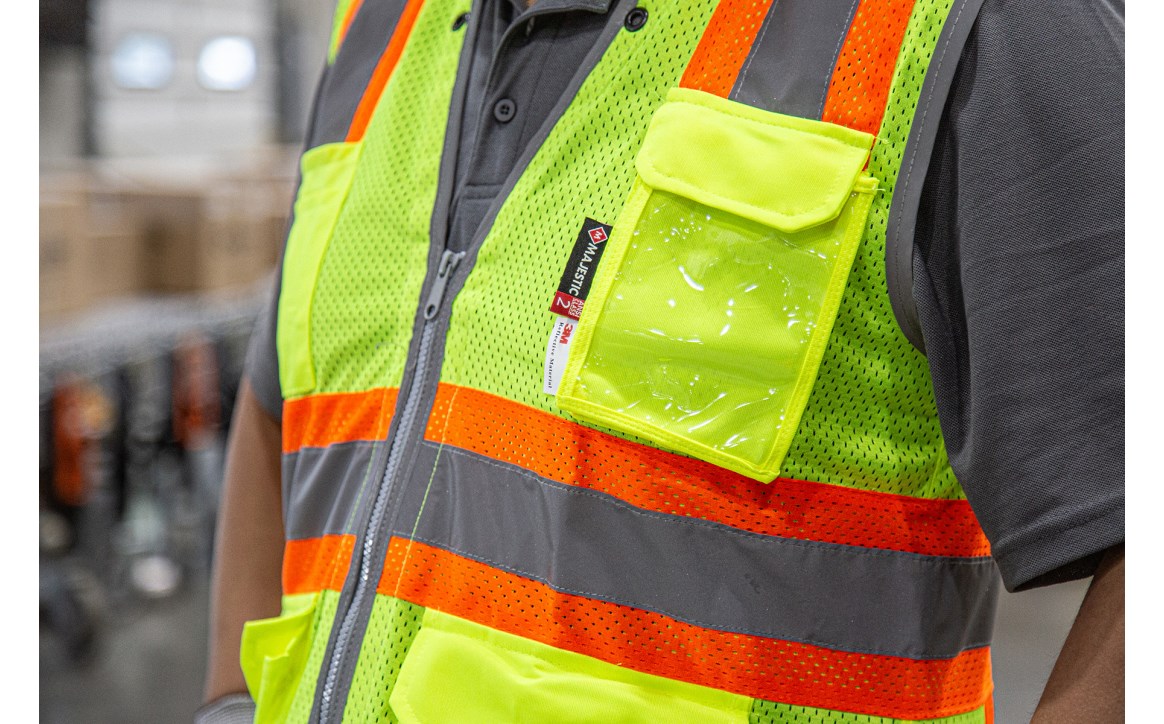 High Visibility Vest with Two-Tone DOT Striping and D-Ring Pass