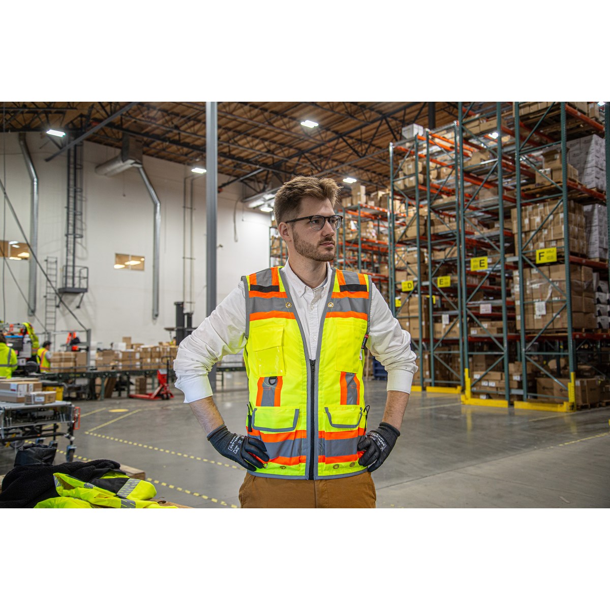 High Visibility Heavy Duty Surveyors Vest with Two-Tone DOT