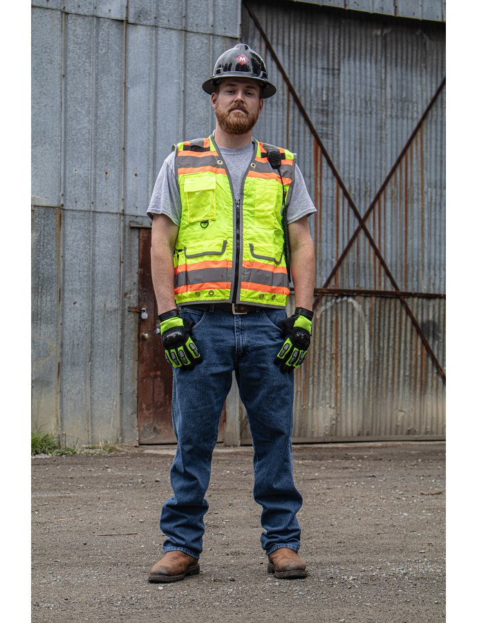 High Visibility Heavy Duty Surveyors Vest with Two-Tone DOT