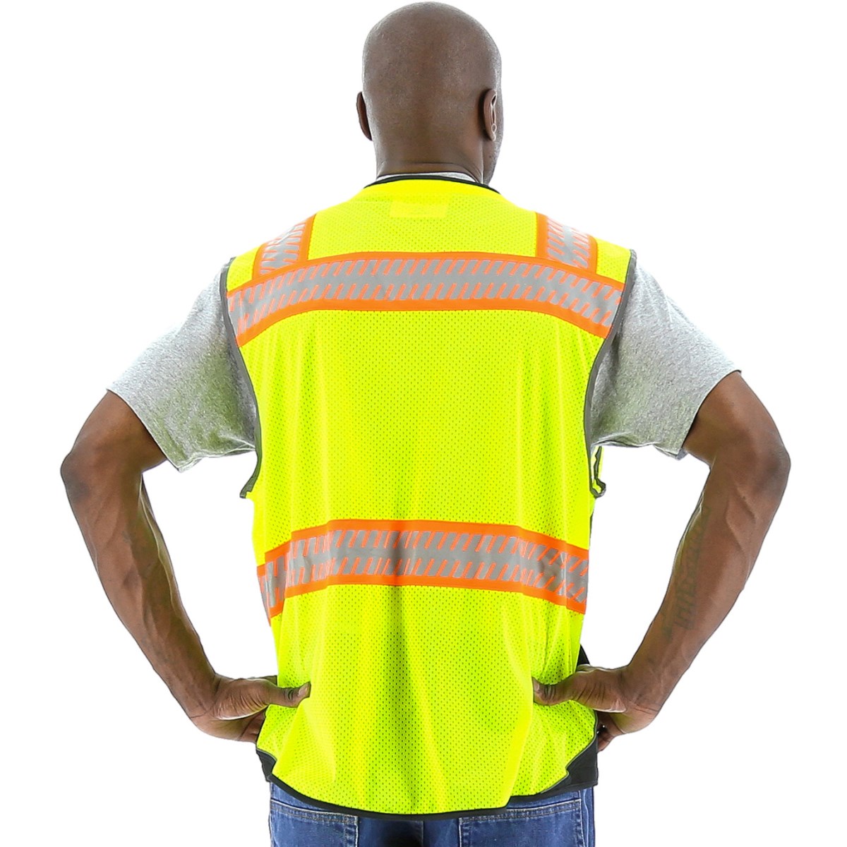 High Visibility Mesh Vest with DOT Reflective Chainsaw Striping