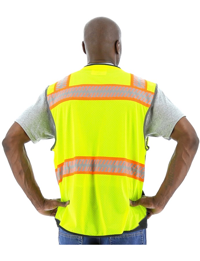High Visibility Mesh Vest with DOT Reflective Chainsaw Striping