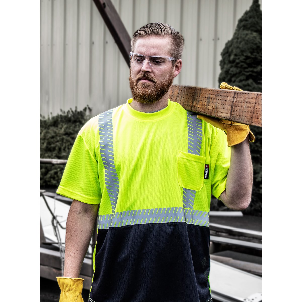 High Visibility Short Sleeve Shirt with Reflective Chainsaw