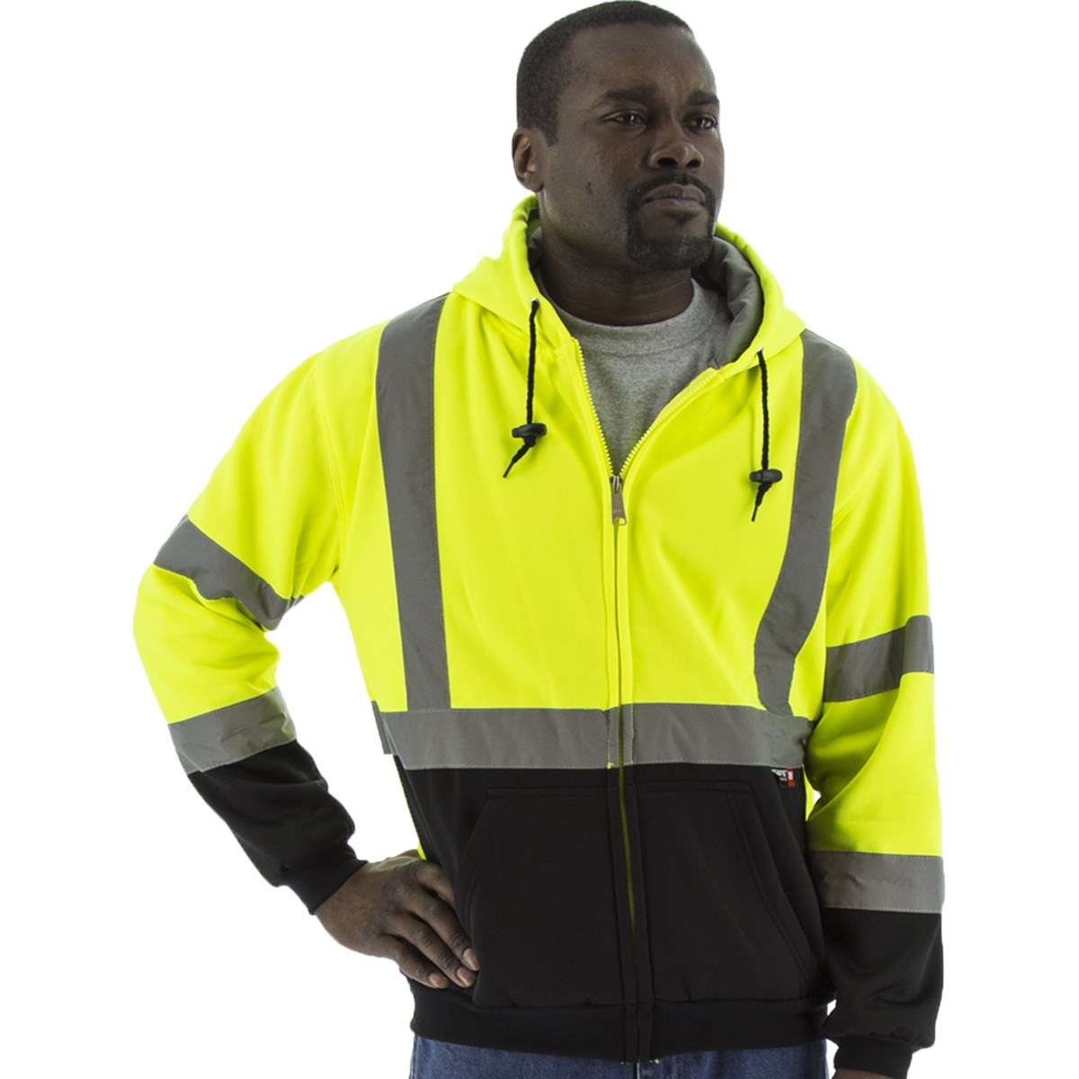 High Visibility Hooded Sweatshirt with non-PFAS Fabric Protector