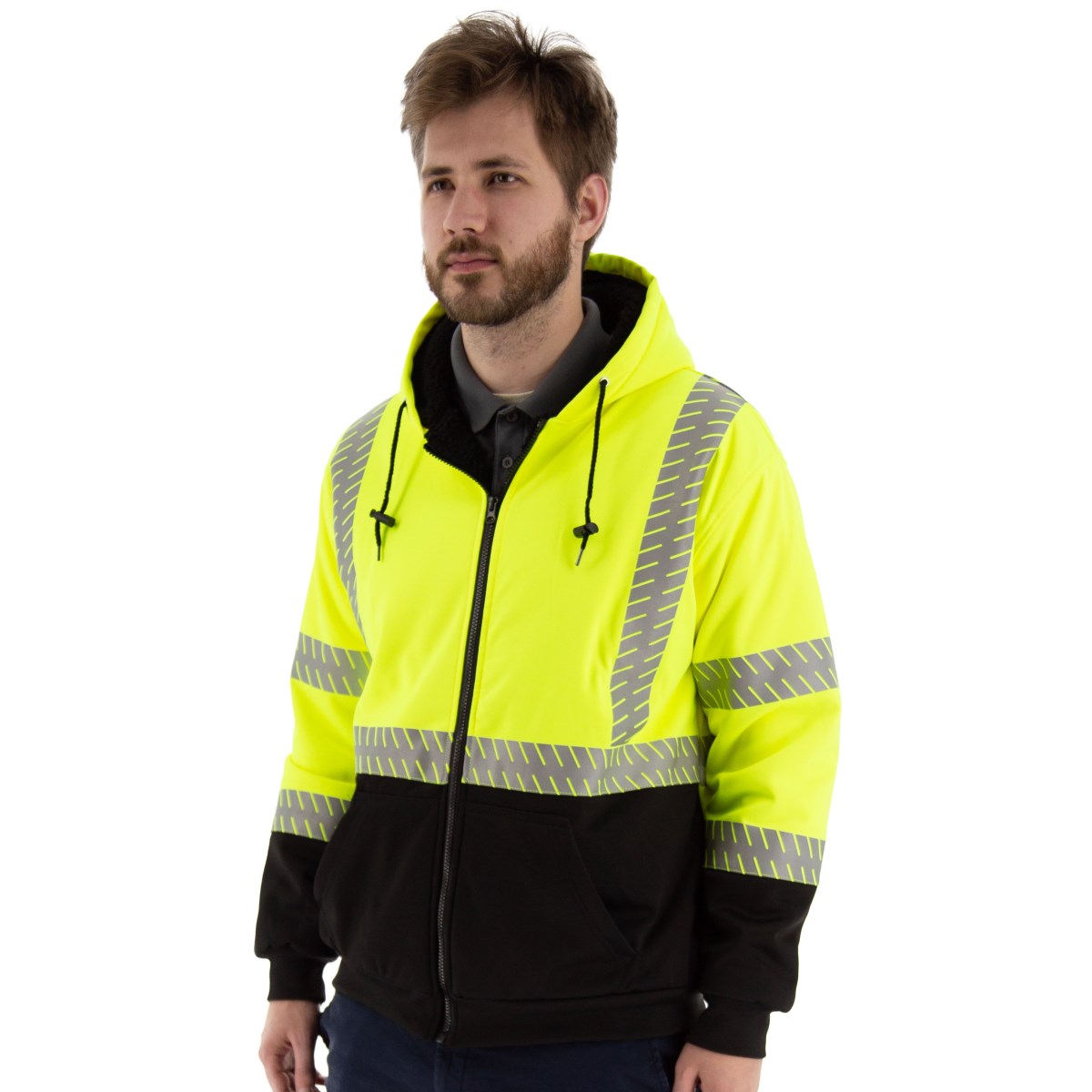 High-Pile Fleece Jacket, Yellow, ANSI 3, R | Majestic Glove