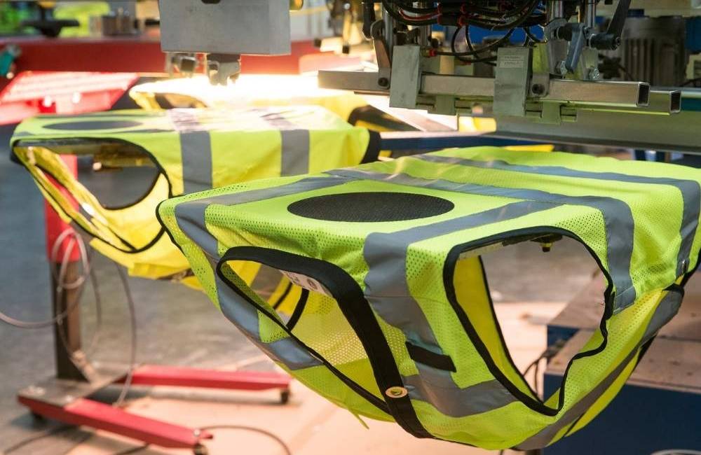 Worker in customized Majestic safety gear